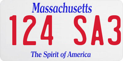 MA license plate 124SA3