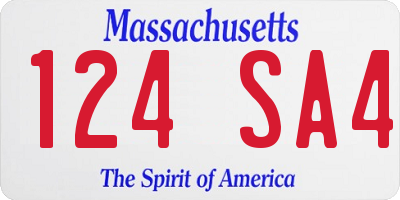MA license plate 124SA4