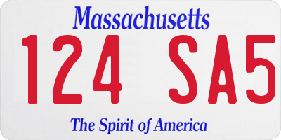 MA license plate 124SA5