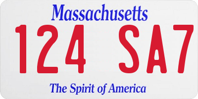 MA license plate 124SA7