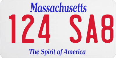 MA license plate 124SA8