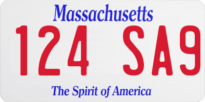 MA license plate 124SA9