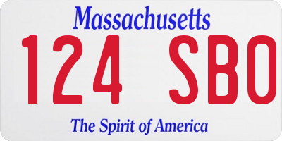 MA license plate 124SB0
