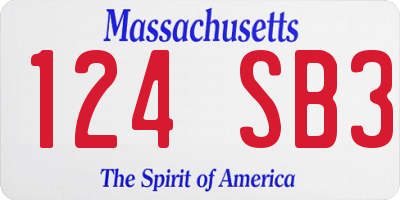 MA license plate 124SB3