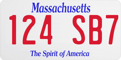 MA license plate 124SB7