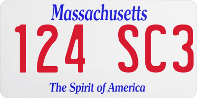 MA license plate 124SC3