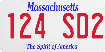 MA license plate 124SD2