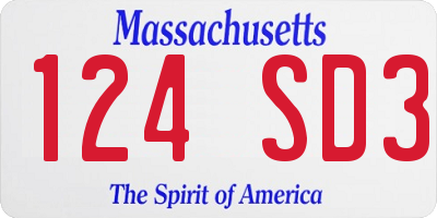 MA license plate 124SD3