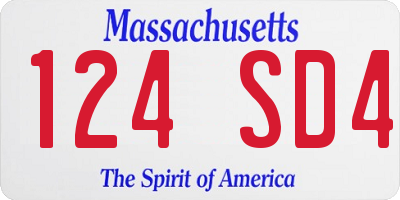 MA license plate 124SD4