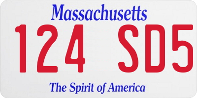 MA license plate 124SD5