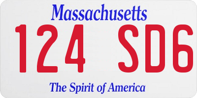 MA license plate 124SD6