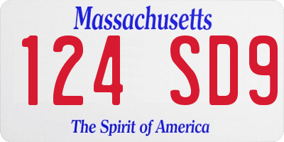 MA license plate 124SD9