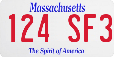 MA license plate 124SF3