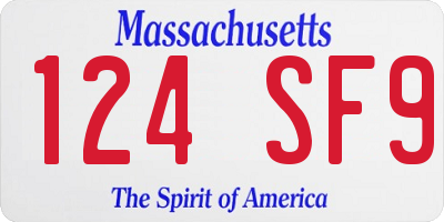 MA license plate 124SF9