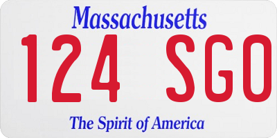 MA license plate 124SG0