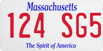 MA license plate 124SG5