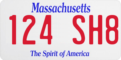 MA license plate 124SH8