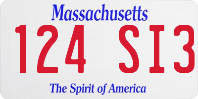 MA license plate 124SI3