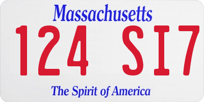 MA license plate 124SI7