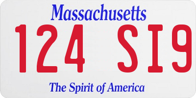 MA license plate 124SI9