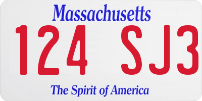 MA license plate 124SJ3