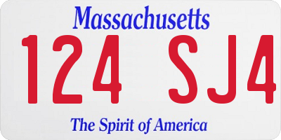 MA license plate 124SJ4
