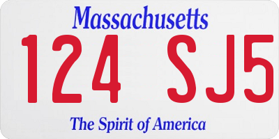 MA license plate 124SJ5