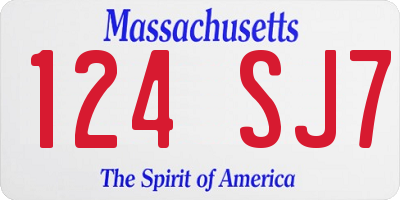 MA license plate 124SJ7