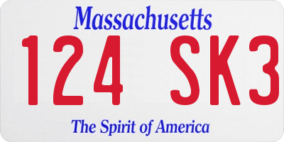 MA license plate 124SK3
