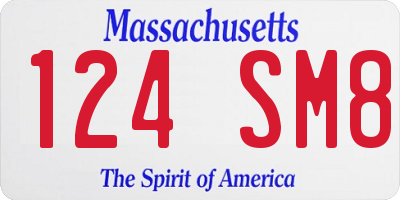 MA license plate 124SM8