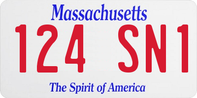 MA license plate 124SN1