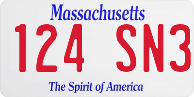 MA license plate 124SN3