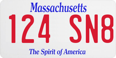 MA license plate 124SN8