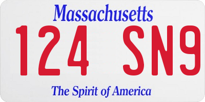 MA license plate 124SN9