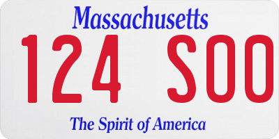 MA license plate 124SO0