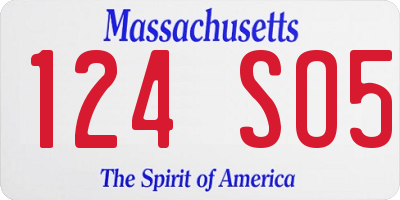 MA license plate 124SO5