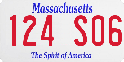 MA license plate 124SO6