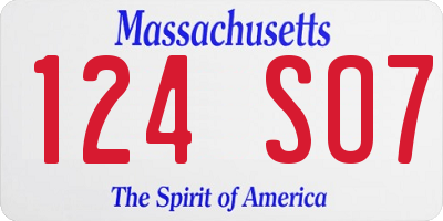 MA license plate 124SO7