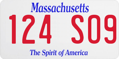 MA license plate 124SO9