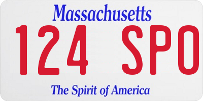 MA license plate 124SP0