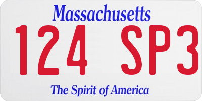 MA license plate 124SP3