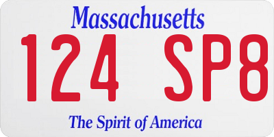 MA license plate 124SP8
