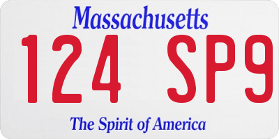 MA license plate 124SP9