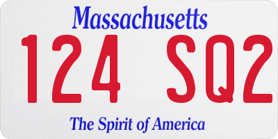 MA license plate 124SQ2