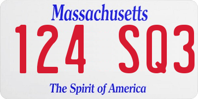 MA license plate 124SQ3
