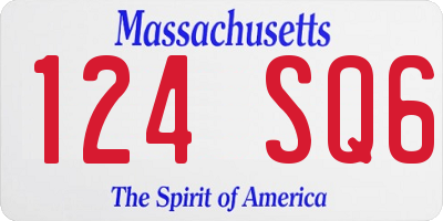MA license plate 124SQ6