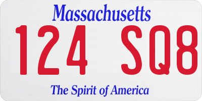 MA license plate 124SQ8