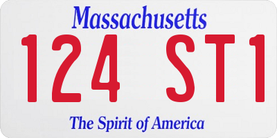 MA license plate 124ST1