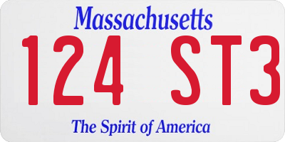MA license plate 124ST3