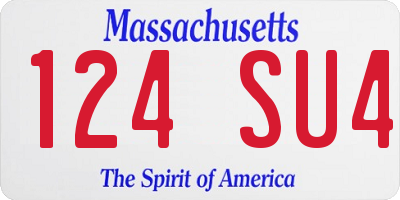 MA license plate 124SU4